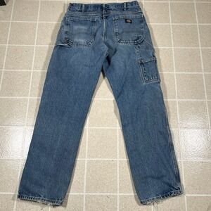 Y2K Dickies Baggy Loose fit Skater Denim Carpenter Distress Blue jeans Sz 30x32